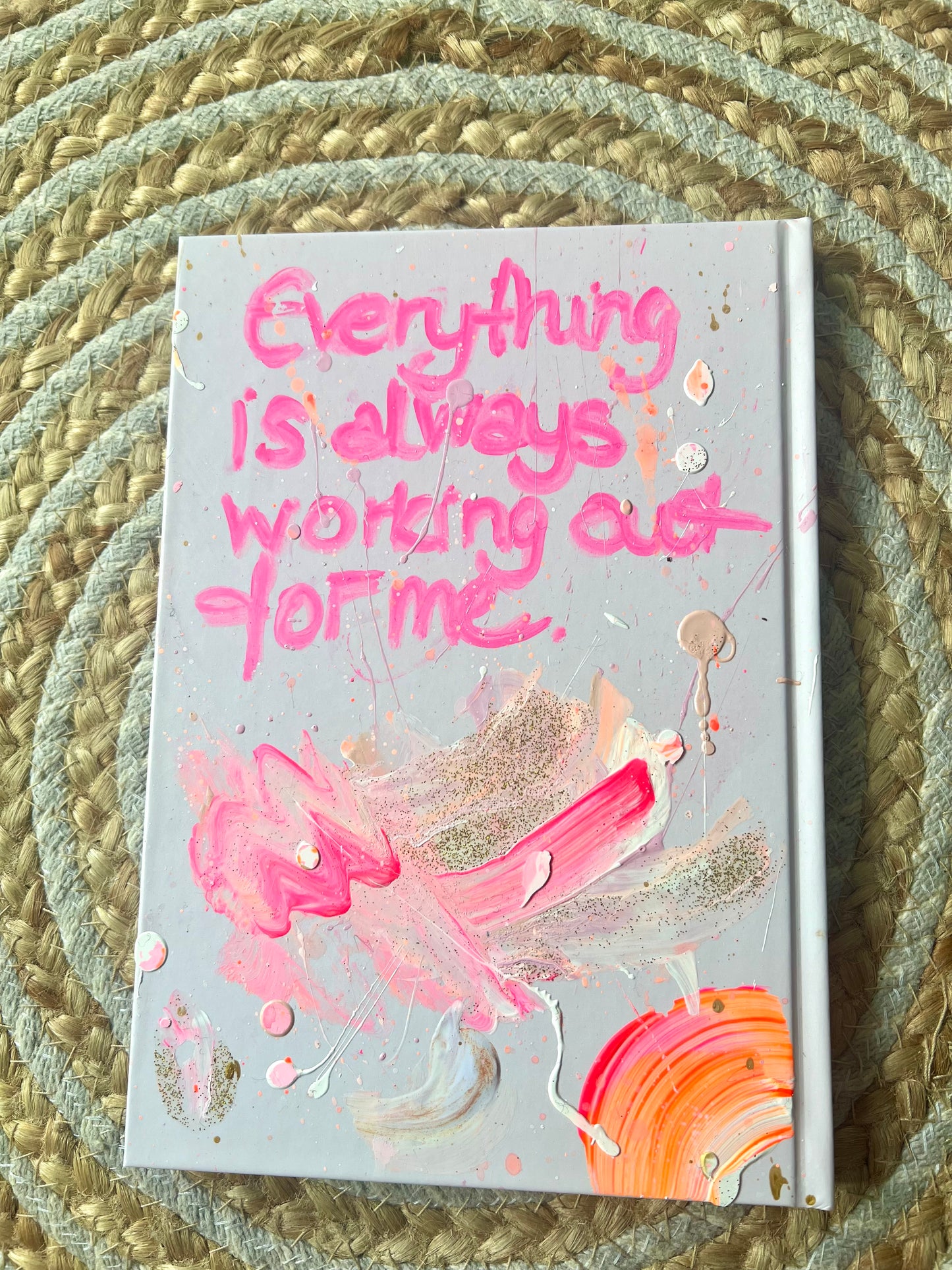 Gratitude journal with artwork on the cover | hand-painted back | each book is unique