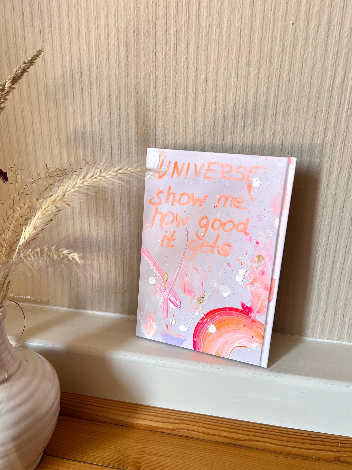 Handbemaltes Dankbarkeitsjournal mit Kunstwerk auf dem Cover