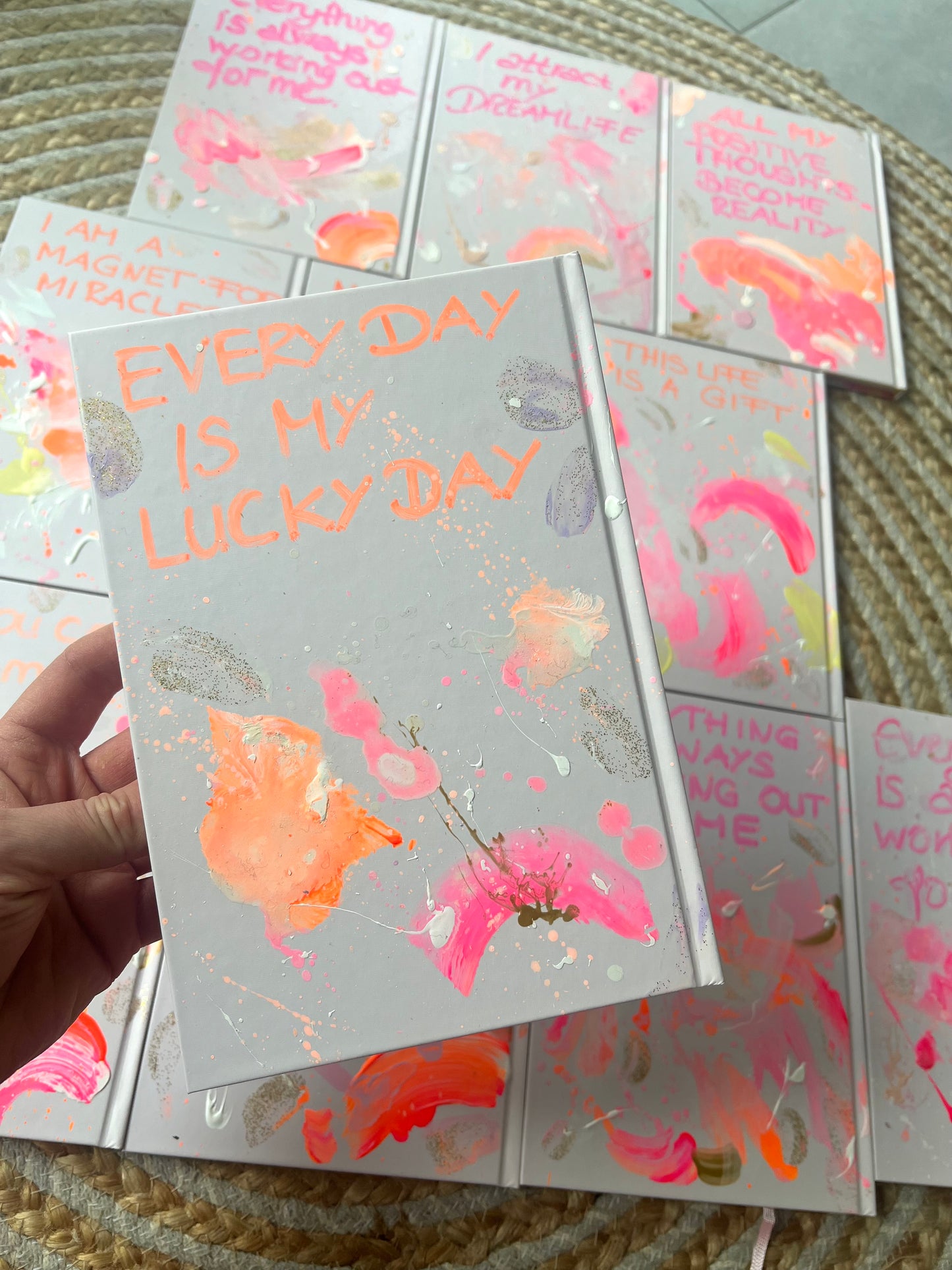 Gratitude journal with artwork on the cover | hand-painted back | each book is unique