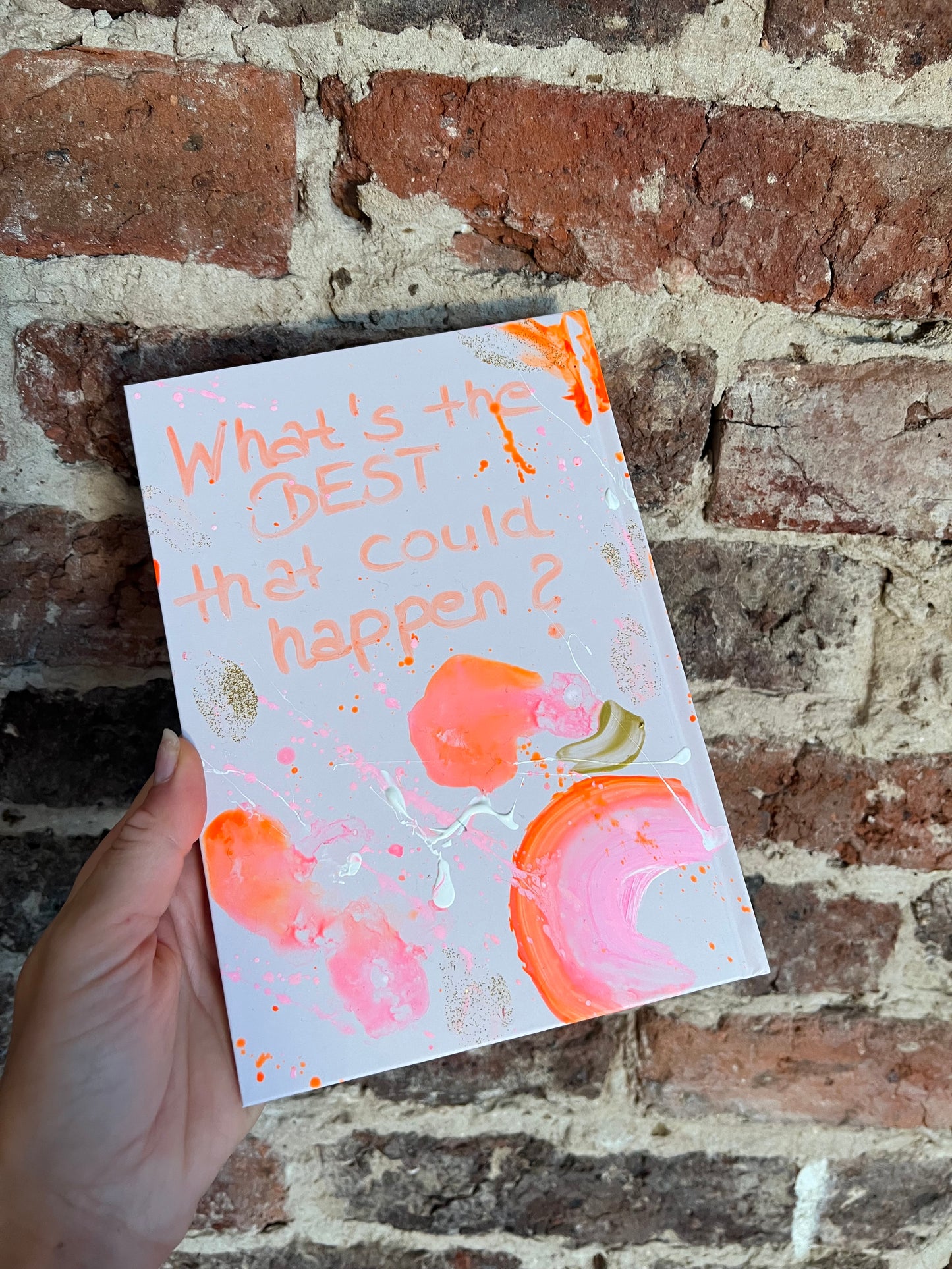 Handbemaltes Dankbarkeitsjournal mit Kunstwerk auf dem Cover