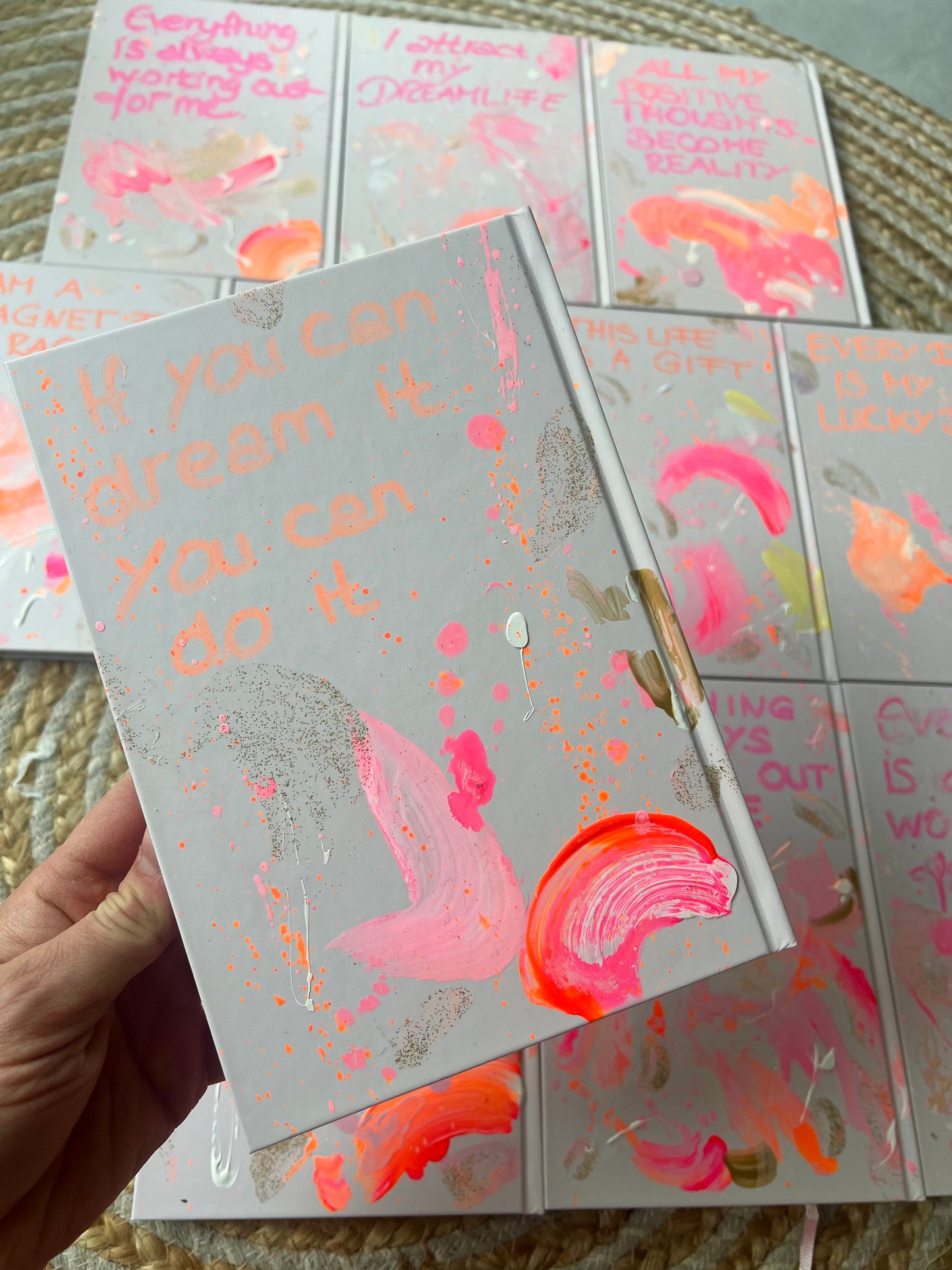 Gratitude journal with artwork on the cover | hand-painted back | each book is unique